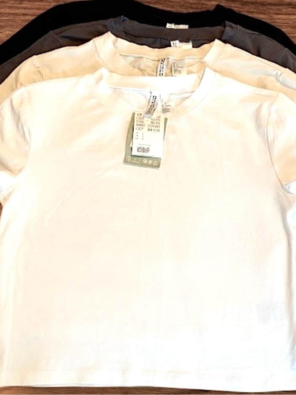 H&M Essential Cropped T-Shirt Collection in Black, Gray, Cream, and White